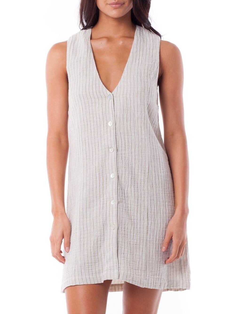 Rhythm Striped Cotton Blend Tahiti Mini Dress - Palm - Size Medium